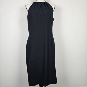Vintage Halter Black Midi Dress